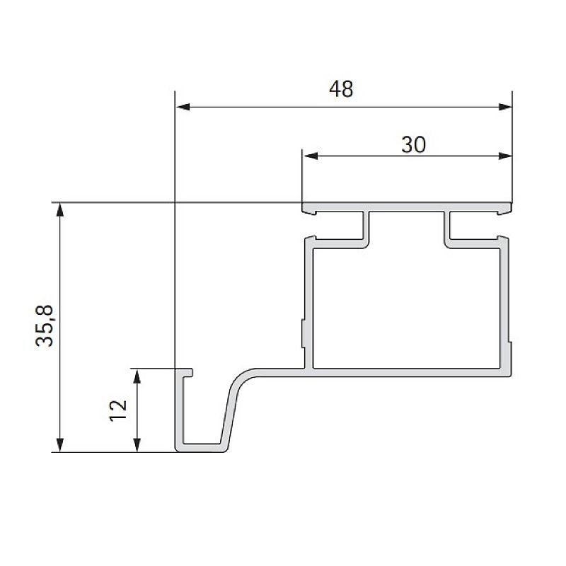 Профіль-ручка Gola, вертик. одностор., алюміній, 4.7м Профіль-ручка Gola, вертик. одностор., алюміній, 4.7м