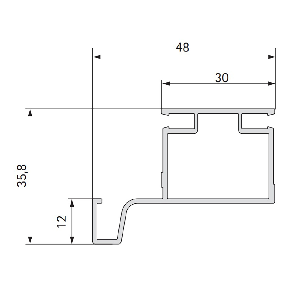 Профіль-ручка Золото (алюм.), 4,7м вертикальна одностороння Профіль-ручка Золото (алюм.), 4,7м вертикальна одностороння