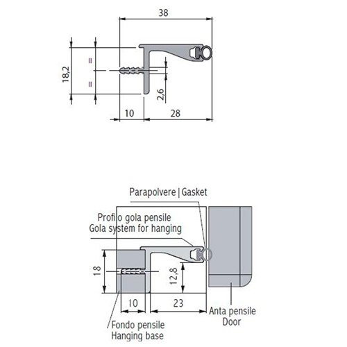 Профіль-ручка Gola, в верхні тумби, нержав. (алюм.), 4.2м Профіль-ручка Gola, в верхні тумби, нержав. (алюм.), 4.2м