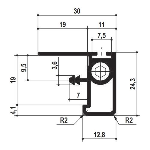 Профіль-ручка замикаючий ST401 з вирівнювачем TN601 L=2600мм, алюміній (для дверей 19мм) Профіль-ручка замикаючий ST401 з вирівнювачем TN601 L=2600мм, алюміній (для дверей 19мм)