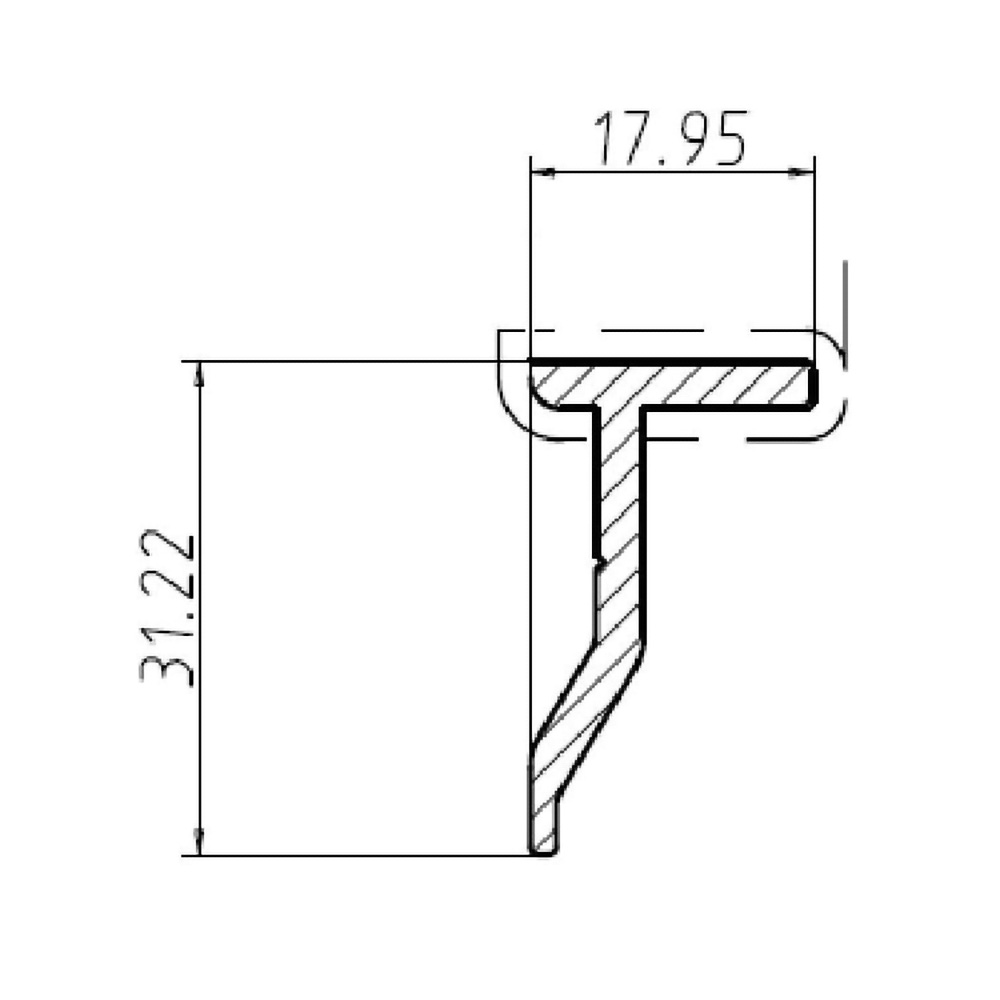 Профіль верхній/нижній LINE3 під 18-22 мм, L =  4.35 м, чорний (алюміній анодований)