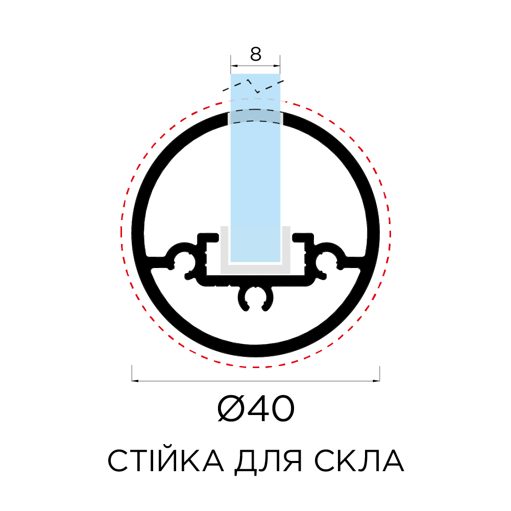 Профіль вертикальний Ponte для скла (пара), L=400мм, чорний браш