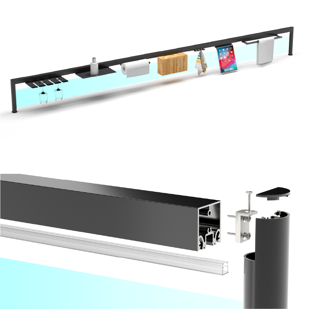 Профіль вертикальний Ponte для скла (пара), L=400мм, чорний браш