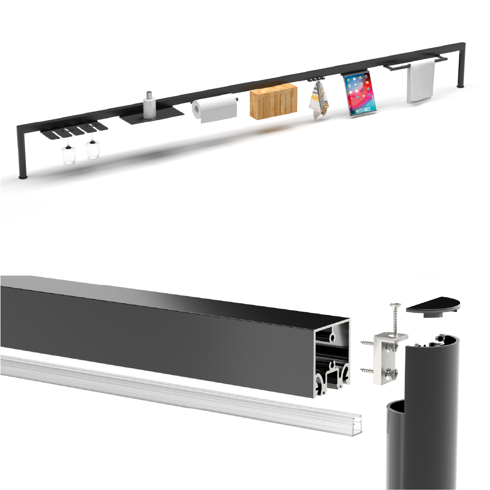 Профіль вертикальний Ponte для стільниць (пара), L=400мм, чорний браш