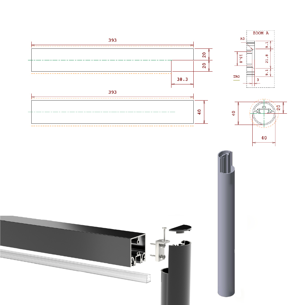 Профіль вертикальний Ponte для стільниць (пара), L=400мм, чорний браш