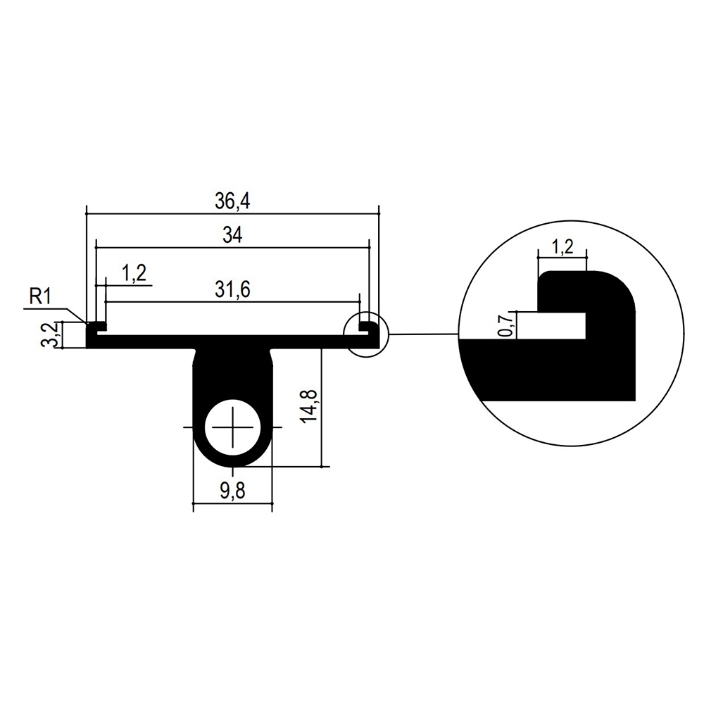 Профіль-вирівнювач ST717, L=2500мм, під вставку, для горизонтальних полиць (алюм.)