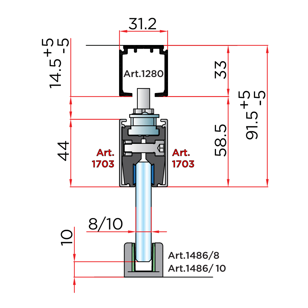 Заглушка Vetro40 (1703), алюміній, 6000 мм Заглушка Vetro40 (1703), алюміній, 6000 мм