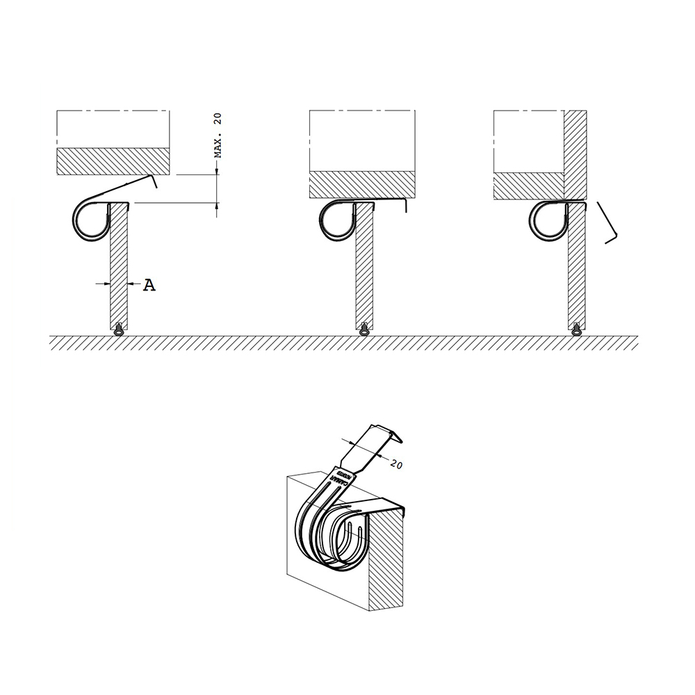 Пружинний тримач цоколя (товщиною 12 - 19 мм), сталь Пружинний тримач цоколя (товщиною 12 - 19 мм), сталь