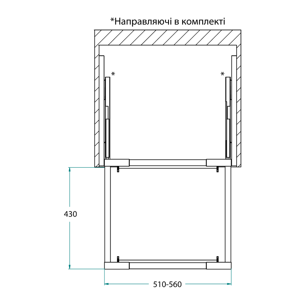 Рама Ipnos 600мм (564-614х470мм), повного висуву, чорний