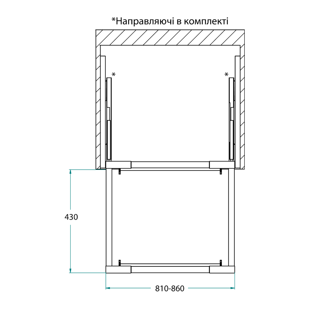 Рама Ipnos 900мм (864-914х470мм), повного висуву, чорний