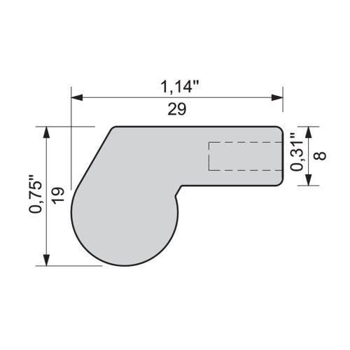Ручка алюмінієва U-1, 60мм (зU1-60-077)