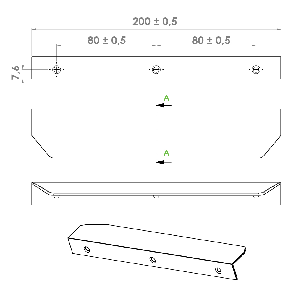 Ручка BLAZE 2, L=200мм, м/о 2х80мм, чорний браш Ручка BLAZE 2, L=200мм, м/о 2х80мм, чорний браш