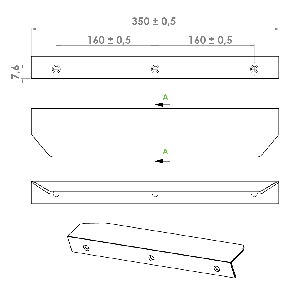 Ручка BLAZE 2, L=350мм, м/о 2х160мм, чорний браш Ручка BLAZE 2, L=350мм, м/о 2х160мм, чорний браш