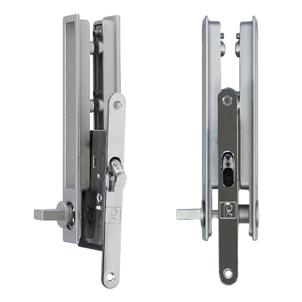 Врізна ручка з фіксатором для розсувних дверей (частково вбудованих), мат. алюм