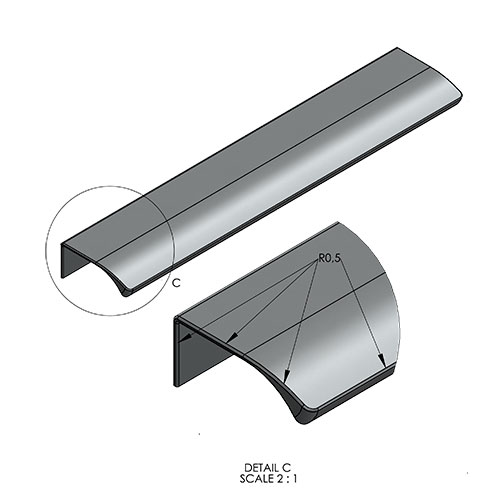 Ручка EDGE Straight 350х40,9х18мм, м/о 2/160мм, нержавеющая сталь