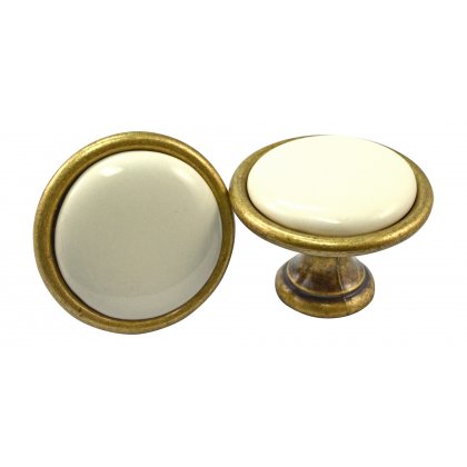 Ручка-кнопка стара бронза зі вставкою із порцеляни 34х25мм                                                                Ручка-кнопка стара бронза зі вставкою із порцеляни 34х25мм