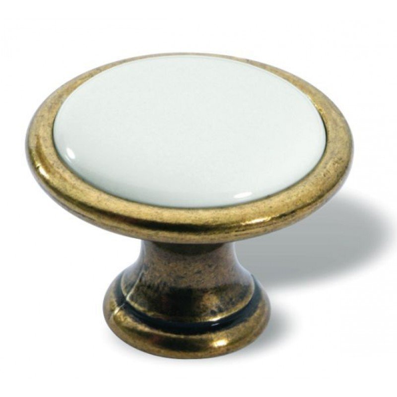 Ручка-кнопка стара бронза зі вставкою із порцеляни 34х25мм                                                                Ручка-кнопка стара бронза зі вставкою із порцеляни 34х25мм