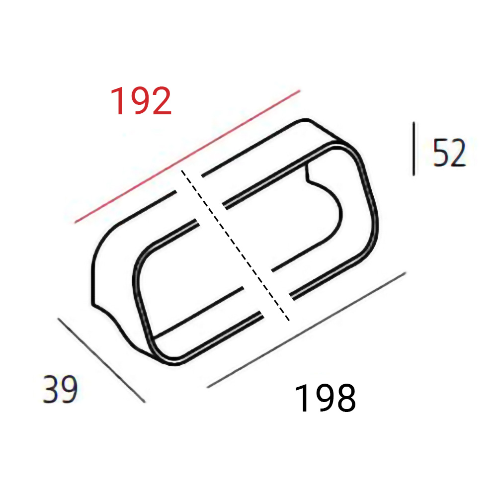 Ручка, L=198мм, м/о 192мм, хром полированый