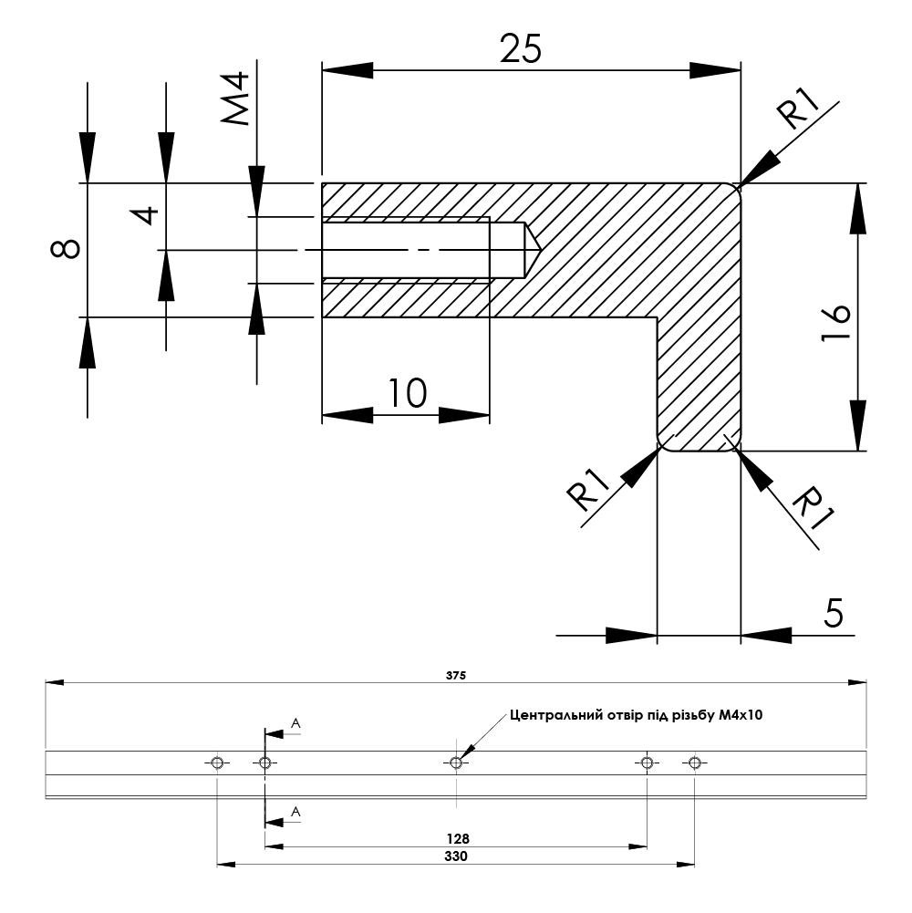 Ручка LOOP, L=375мм, нерж брашована Ручка LOOP, L=375мм, нерж брашована