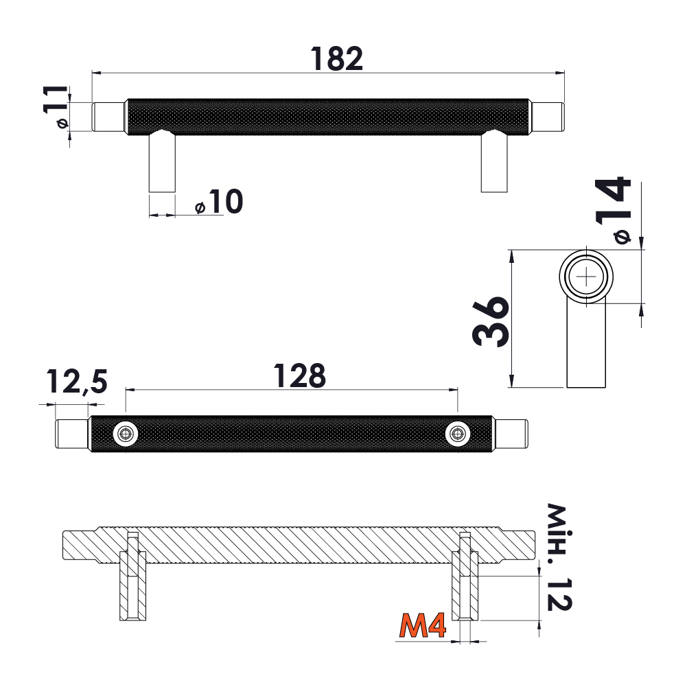 Ручка MANOR, L=182мм, м/о 128мм, золото Ручка MANOR, L=182мм, м/о 128мм, золото