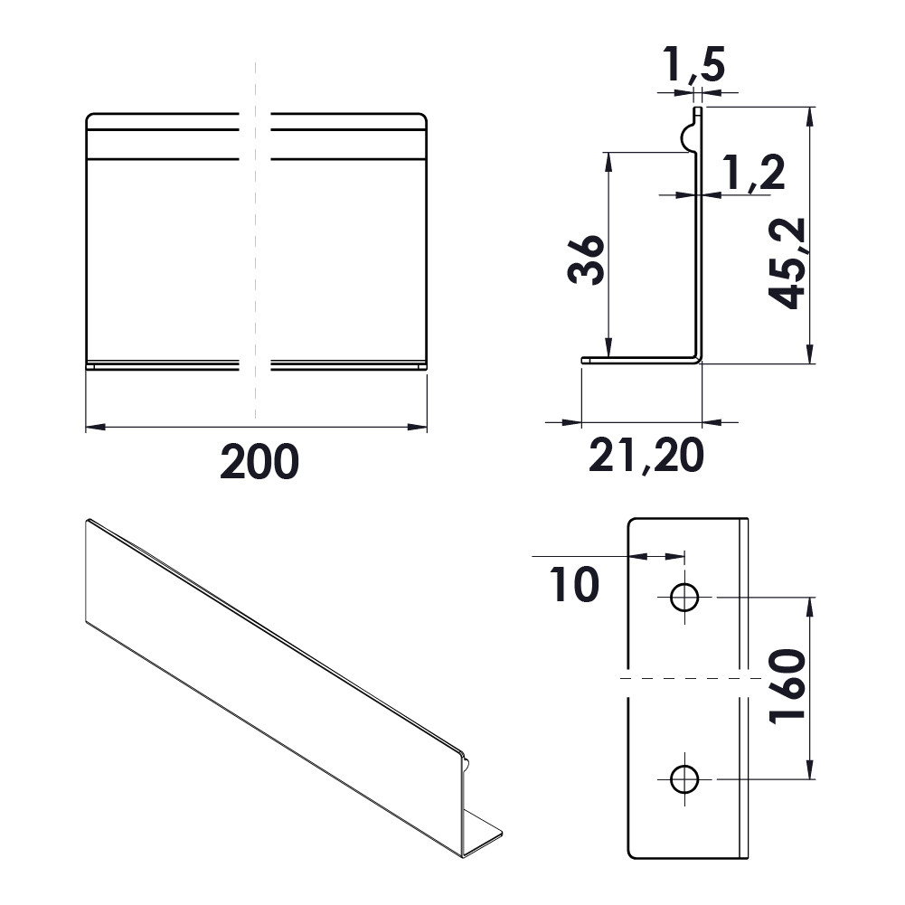 Ручка SHEET, L=200мм, м/о 160мм, чорний браш Ручка SHEET, L=200мм, м/о 160мм, чорний браш