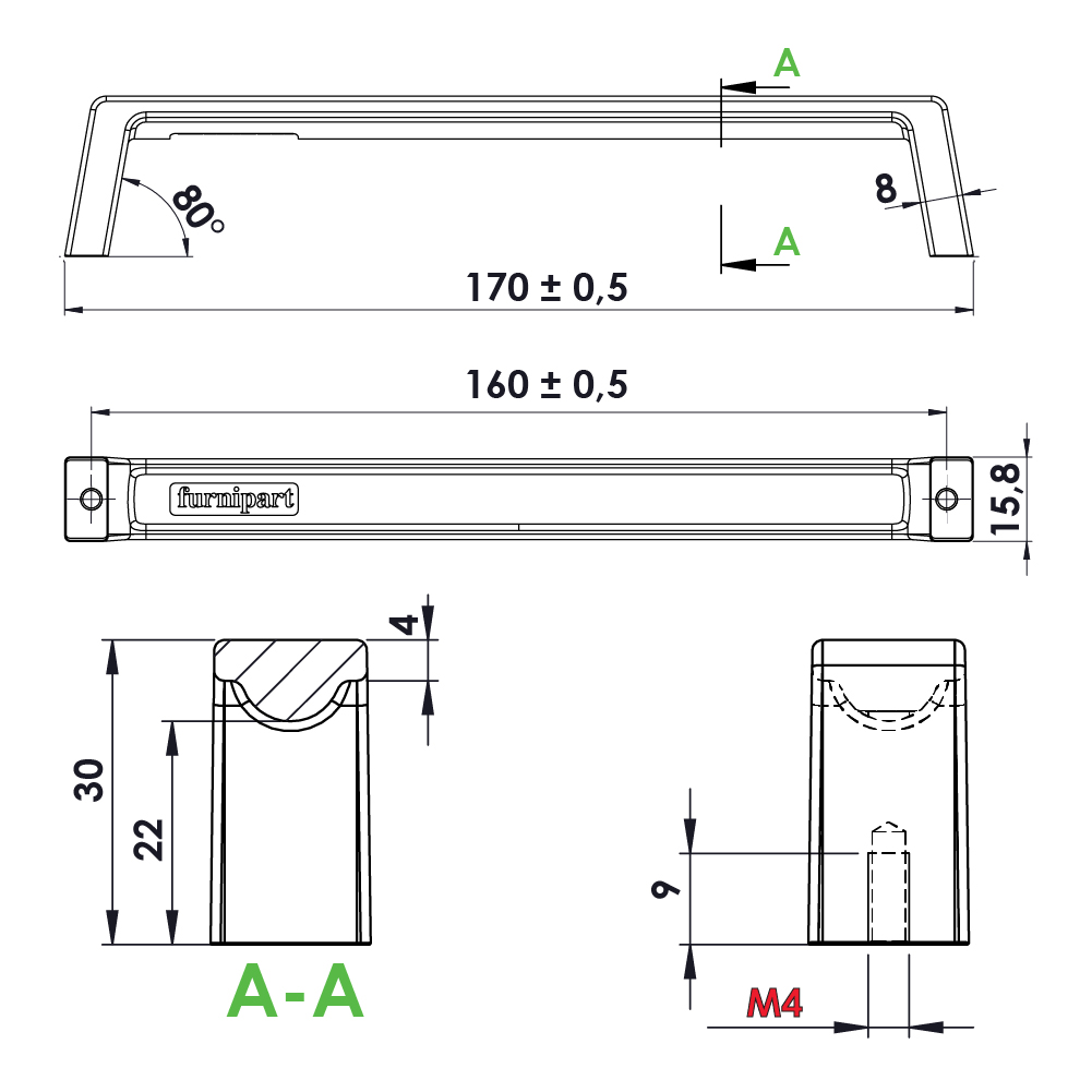 Ручка SEAM, L=169мм, м/о 160мм, хром полірований Ручка SEAM, L=169мм, м/о 160мм, хром полірований