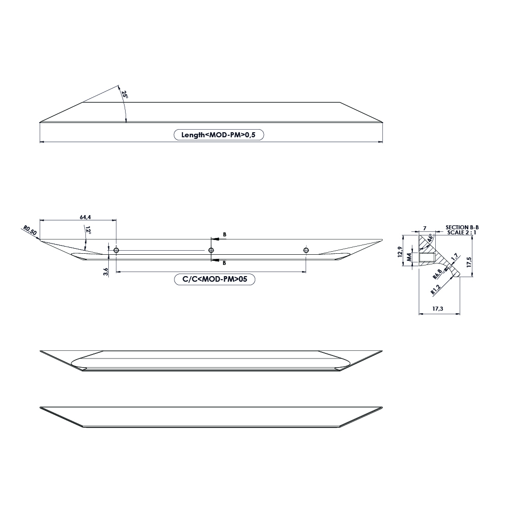 Ручка STREAMLINE, L=225мм, м/о 96мм, чорний браш Ручка STREAMLINE, L=225мм, м/о 96мм, чорний браш