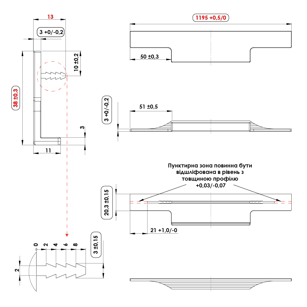 Ручка TRIM, L=1195мм, врізна, чорний браш Ручка TRIM, L=1195мм, врізна, чорний браш