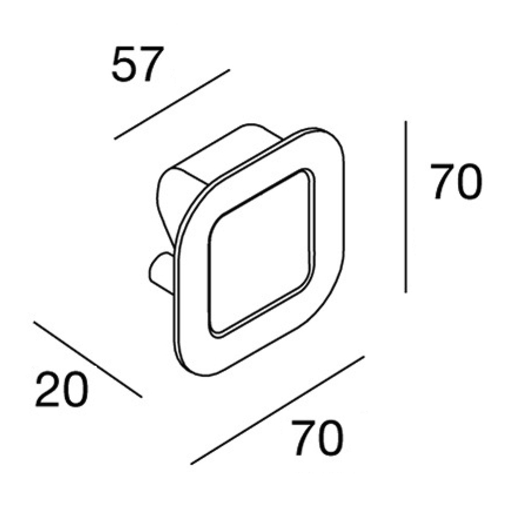 Ручка врезная SMOOTH 70х70мм, алюминий