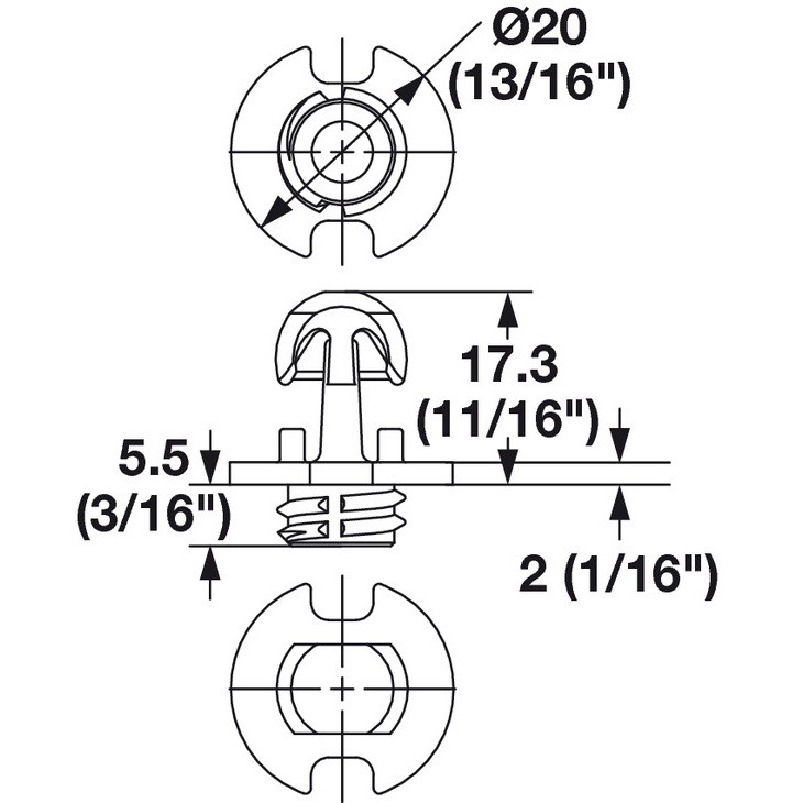 Стандартна самонарізна кліпса, навантаження 5кг, мінімальна товщина панелі 6мм Стандартна самонарізна кліпса, навантаження 5кг, мінімальна товщина панелі 6мм