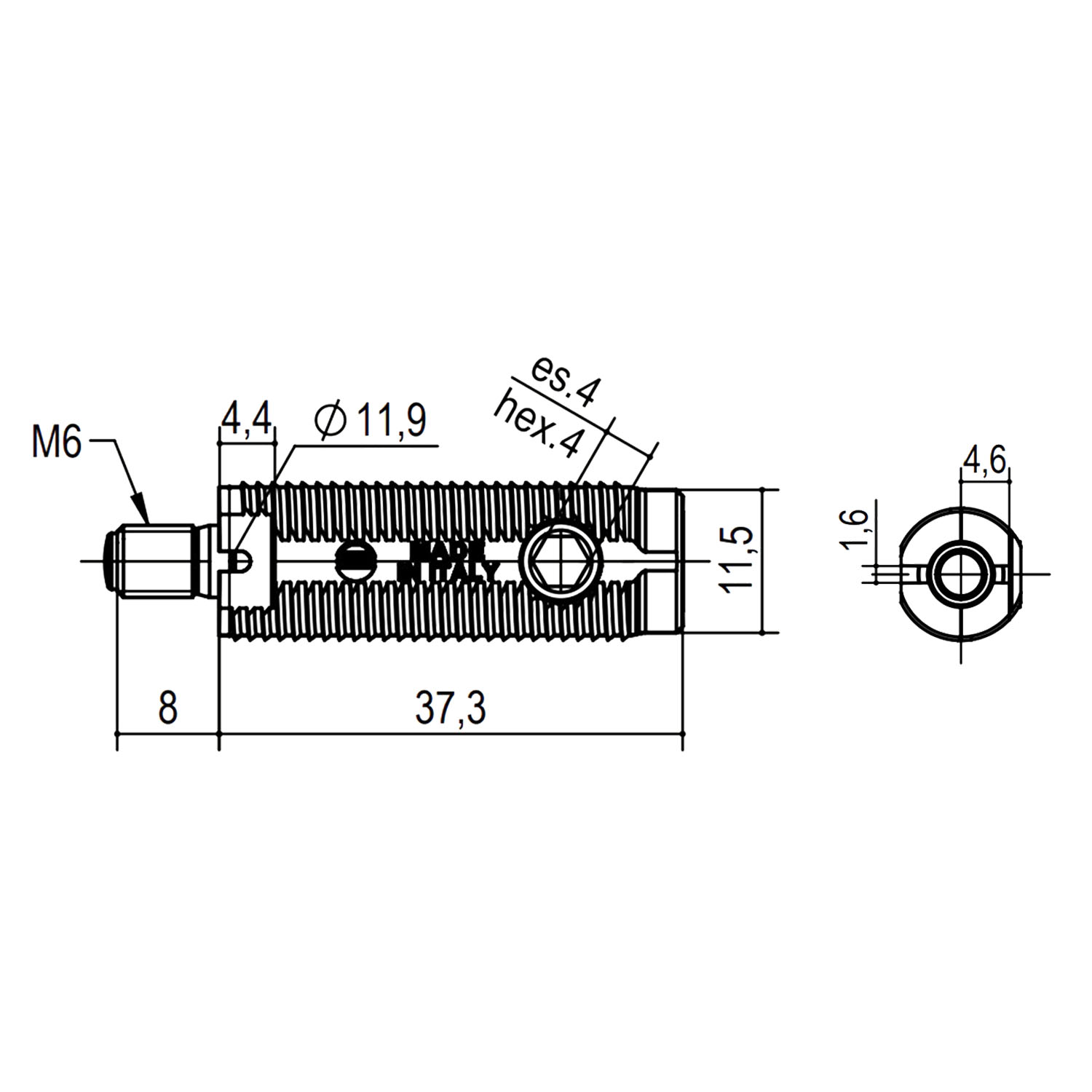 Стяжка прихована M6 d=12, L=28мм Стяжка прихована M6 d=12, L=28мм