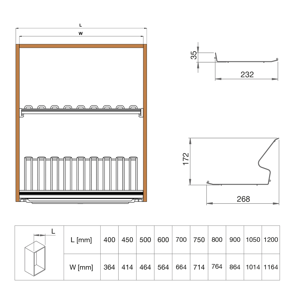 К-т сушарок 600мм, Ellite 2-х рівнева, ардезія з рамою К-т сушарок 600мм, Ellite 2-х рівнева, ардезія з рамою