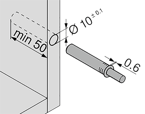 TIP-ON короткий d10x50мм, для наклад. дверей H до 1300мм, білий (пластик) TIP-ON короткий d10x50мм, для наклад. дверей H до 1300мм, білий (пластик)