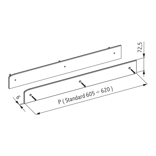 Торц. планка нерж. Н=72мм, L=620мм, (алюм.), права+ліва