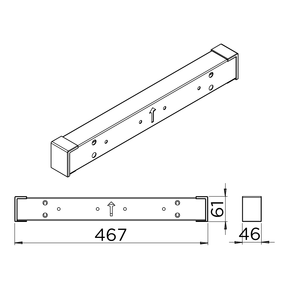 Тримач Ipnos на 13 краваток 450мм, з лівим  кріпленням, чорний