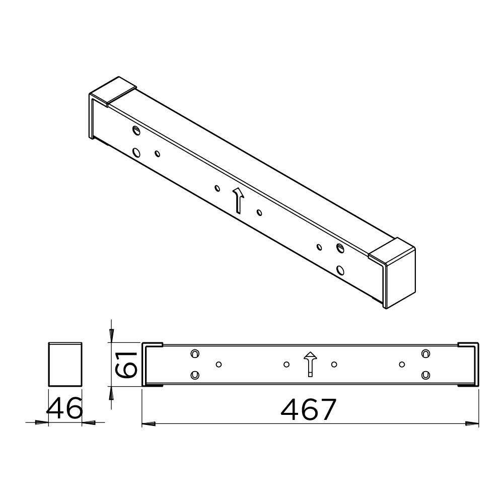 Тримач Ipnos на 13 краваток 450мм, з правим кріпленням, чорний