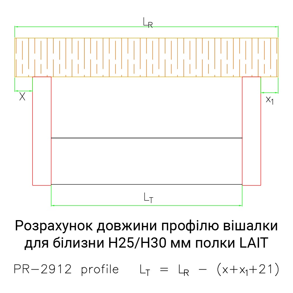 Труба гардеробная 29х13мм, бронза Картьє, 6000мм