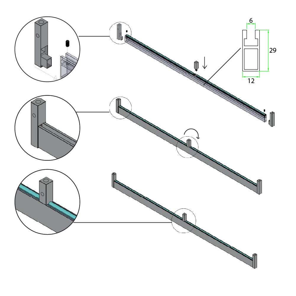 Труба гардеробная 29х13мм, бронза Картьє, 6000мм