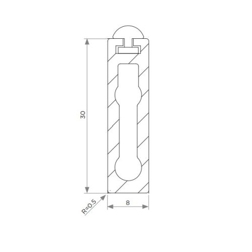 Труба гардеробна прямокутн. 30х8х3000мм, алюм. фарбован. Труба гардеробна прямокутн. 30х8х3000мм, алюм. фарбован.