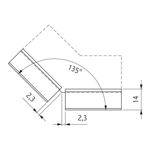 Кут зовнішній 135гр. нерж. Н=60мм (алюм.)