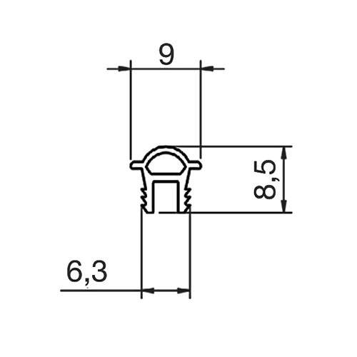 Ущільнювач G-2912 для гардеробної труби PR-2912, 3000мм Ущільнювач G-2912 для гардеробної труби PR-2912, 3000мм