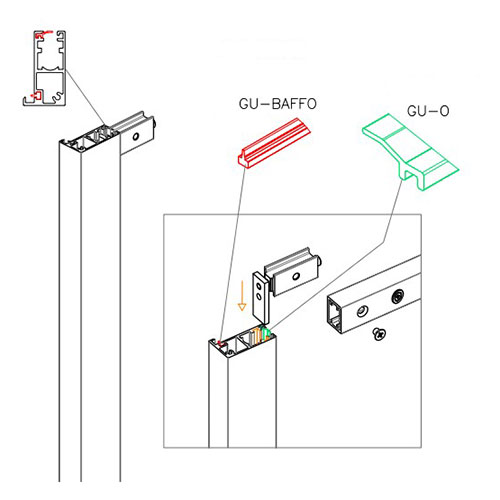 Ущільнювач для скла в профіль 2545, 3000мм Ущільнювач для скла в профіль 2545, 3000мм
