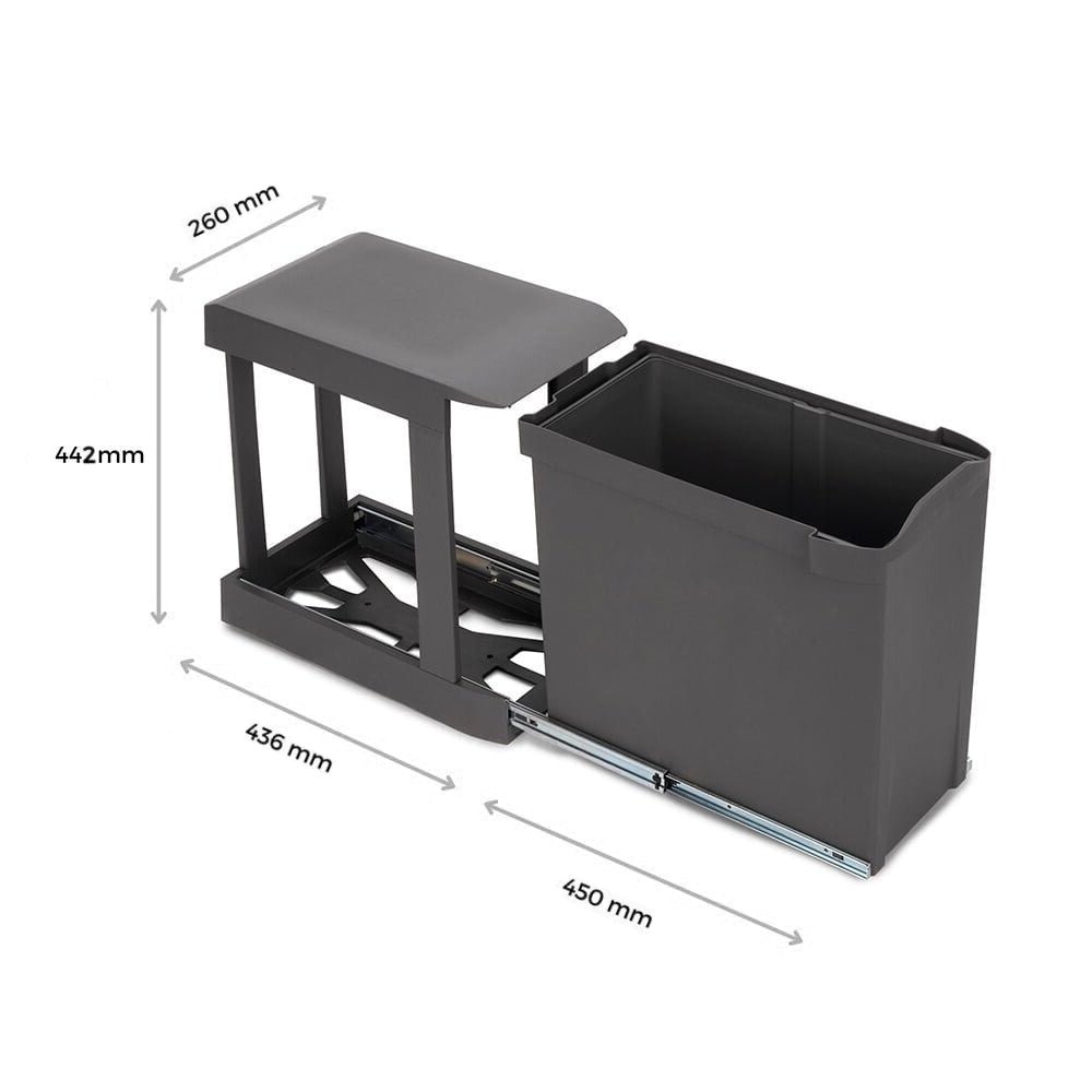 Ведро 400 (мод.245) выдвижное, 30л, 260х452мм, H=442мм, пластик, серый