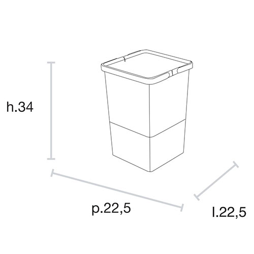 Відро для сміття COVER BOX з ручками 12л (225х225х340мм) , антрацит (пластик)/зелені