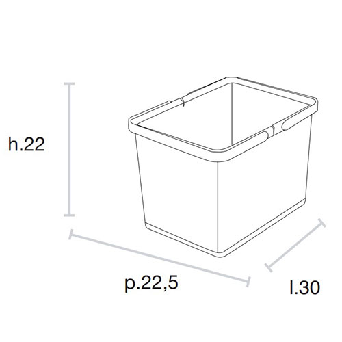 Відро для сміття COVER BOX з ручками 12л (300х225х222мм), антрацит (пластик)/сірі