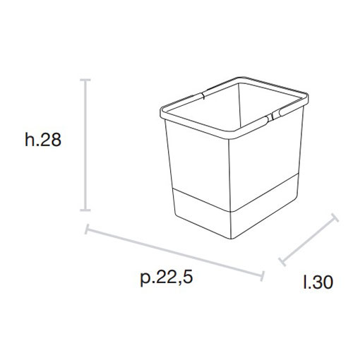 Ведро для мусора COVER BOX c ручками 15л (300х225х280мм), антрацит (пластик)/серые