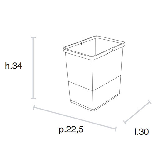 Ведро для мусора COVER BOX c ручками 18л (300х225х340мм), антрацит (пластик)/серые