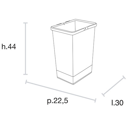 Ведро для мусора COVER BOX c ручками 24л (300х225х440мм), антрацит (пластик)/желтые