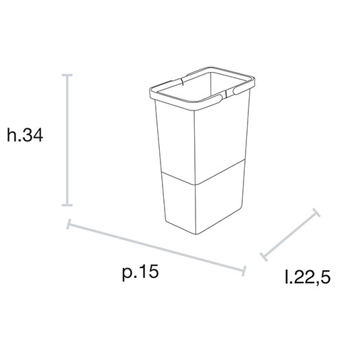 Відро для сміття COVER BOX з ручками 8л (225х150х340мм), антрацит (пластик)/червоні
