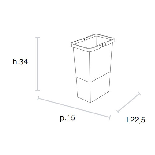 Відро для сміття COVER BOX з ручками 8л (225х150х340мм), антрацит (пластик)/сірі
